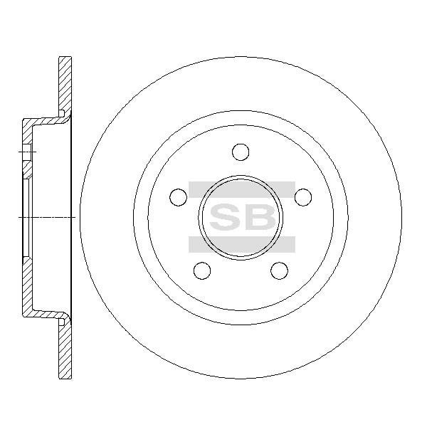 Sangsin SD5307 Rear brake disc, non-ventilated SD5307