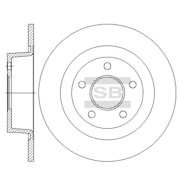Sangsin SD5310 Rear brake disc, non-ventilated SD5310