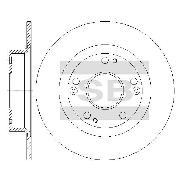 Sangsin SD4123 Rear brake disc, non-ventilated SD4123