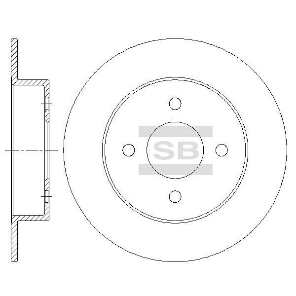 Sangsin SD4224 Rear brake disc, non-ventilated SD4224