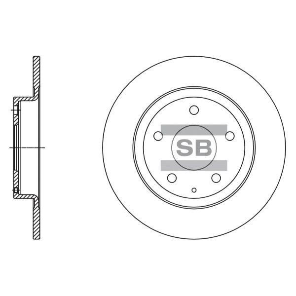 Sangsin SD4423 Rear brake disc, non-ventilated SD4423