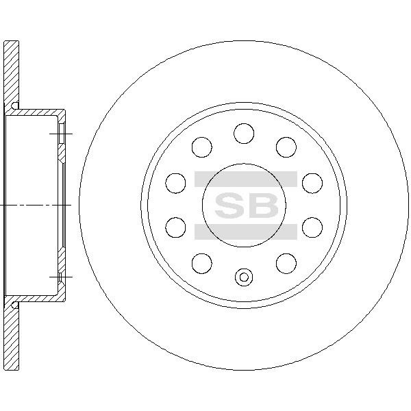 Sangsin SD5412 Rear brake disc, non-ventilated SD5412