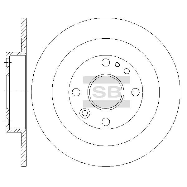 Sangsin SD4444 Rear brake disc, non-ventilated SD4444