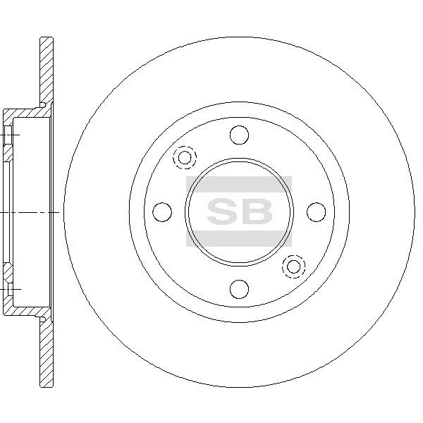 Sangsin SD5008 Rear brake disc, non-ventilated SD5008