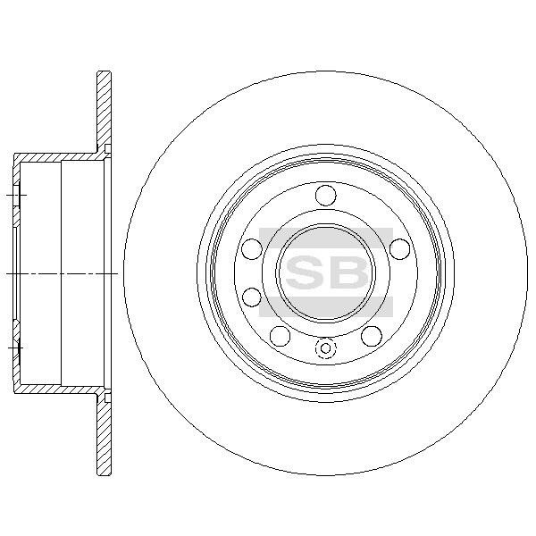 Sangsin SD5109 Rear brake disc, non-ventilated SD5109