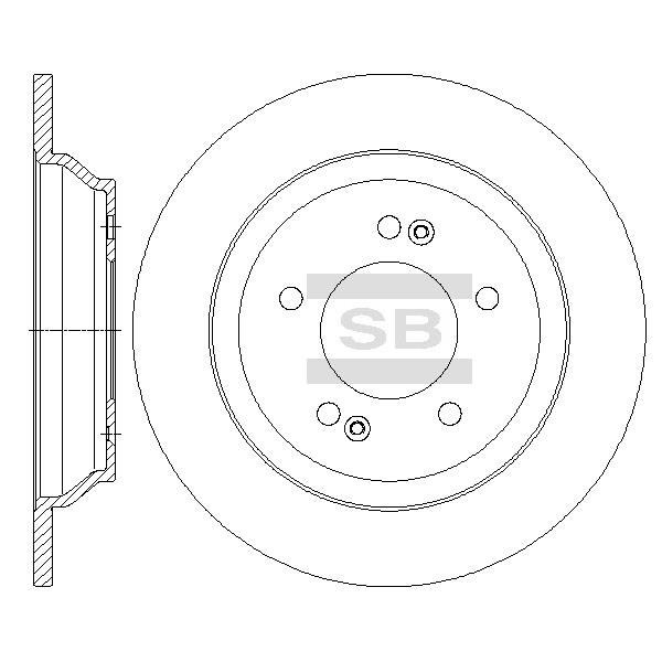Sangsin SD2068 Rear brake disc, non-ventilated SD2068