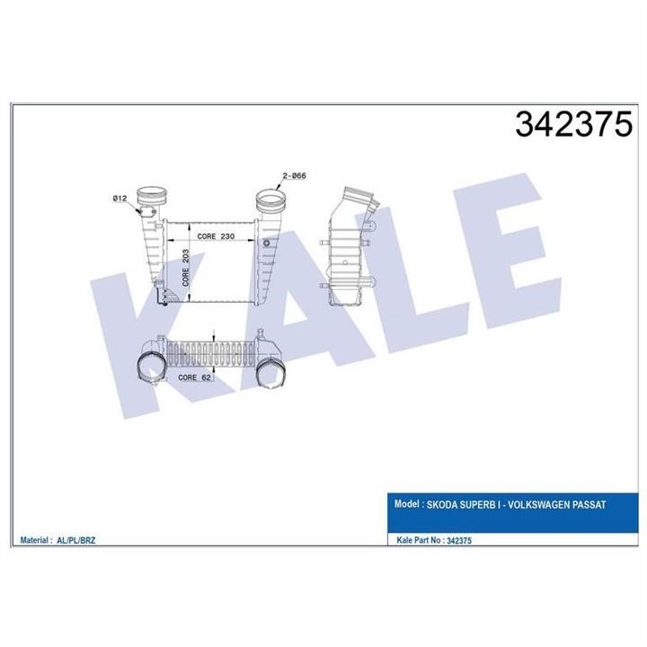 Kale Oto Radiator 342375 Intercooler, charger 342375