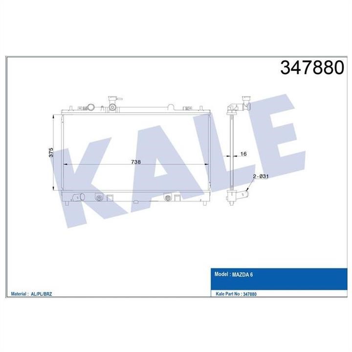 Kale Oto Radiator 347880 Radiator, engine cooling 347880