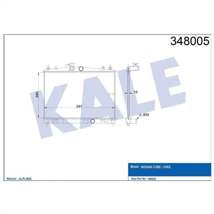 Kale Oto Radiator 348005 Radiator, engine cooling 348005