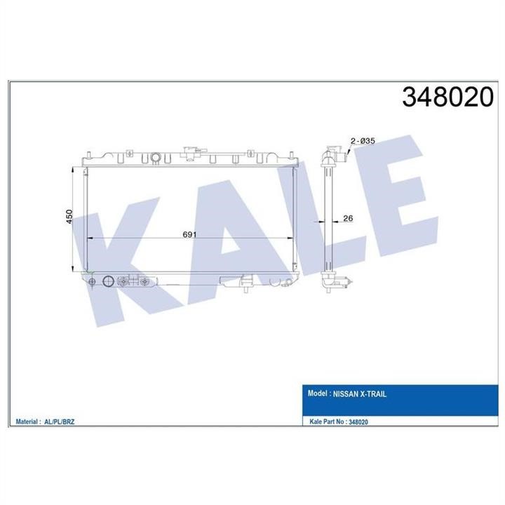 Kale Oto Radiator 348020 Radiator, engine cooling 348020
