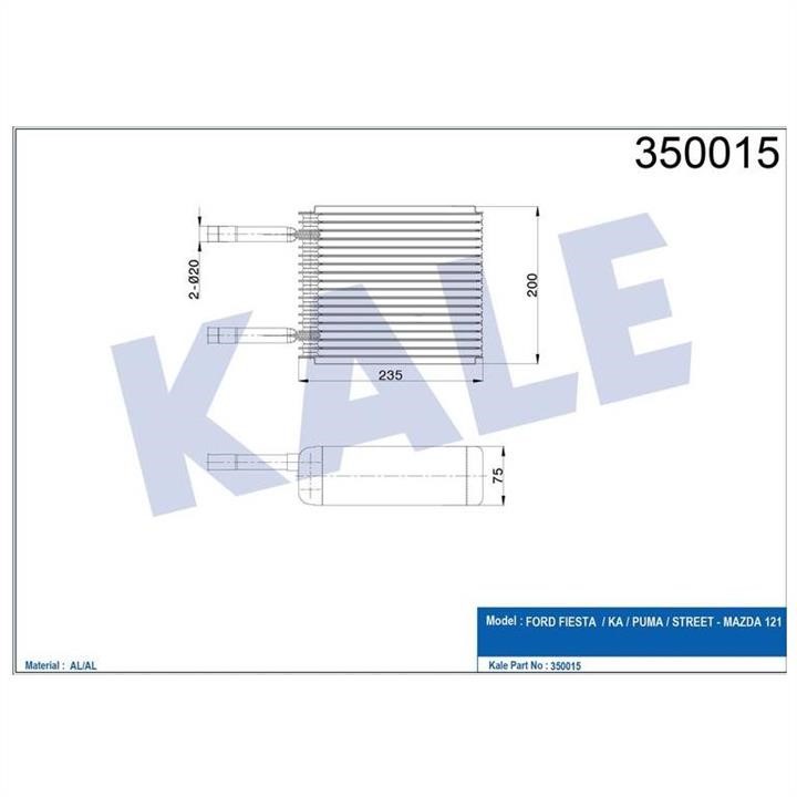 Kale Oto Radiator 350015 Air conditioner evaporator 350015