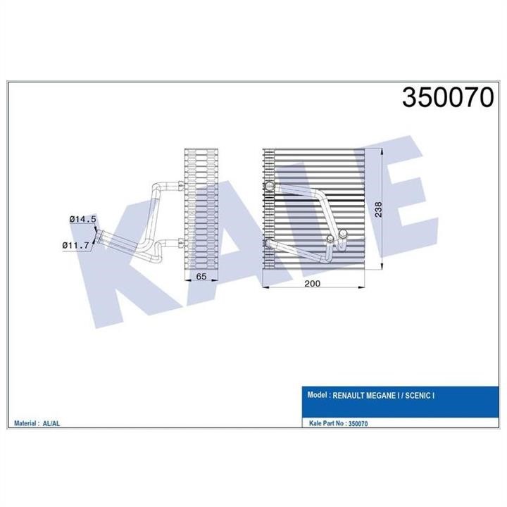 Kale Oto Radiator 350070 Air conditioner evaporator 350070