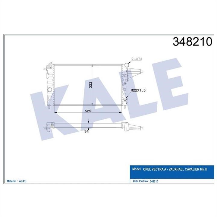 Kale Oto Radiator 348210 Radiator, engine cooling 348210
