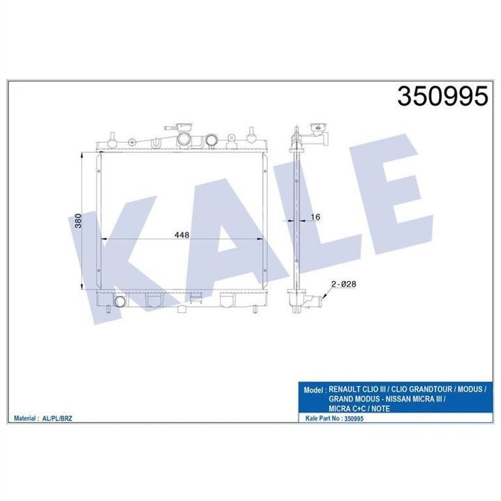 Kale Oto Radiator 350995 Radiator, engine cooling 350995