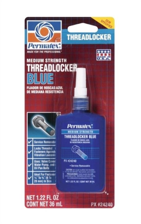 24240 Permatex Medium lock thread lock Permatex Medium Strength Threadlocker, blue, 36 ml