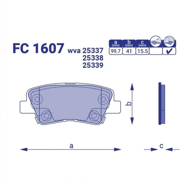 Frico FC 1607 Brake Pad Set, disc brake FC1607