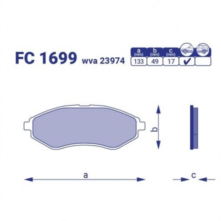 Frico FC 1699 Brake Pad Set, disc brake FC1699