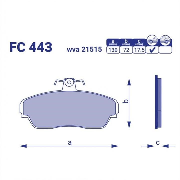 Frico FC 443 Brake Pad Set, disc brake FC443
