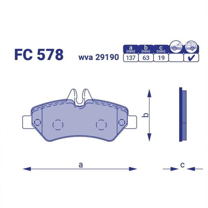 Frico FC 578 Brake Pad Set, disc brake FC578