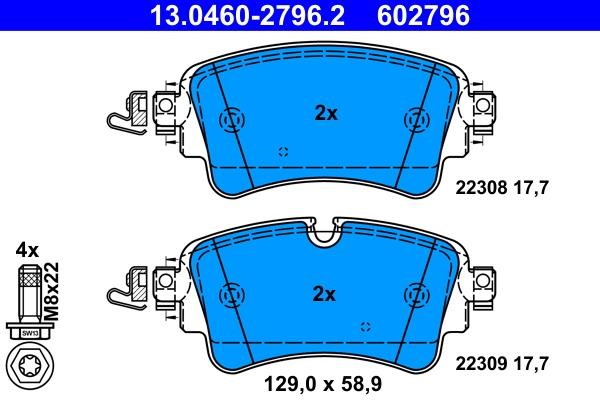 Brake pad set Ate 13.0460-2796.2
