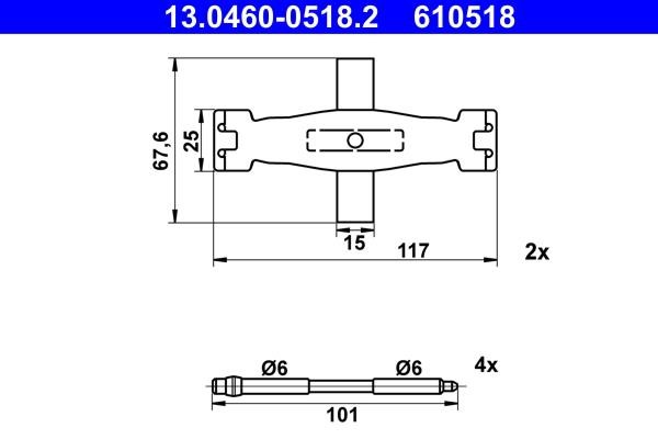Brake pad accessory kit Audi A6: 13046005182 Ate Brake pad fitting kit