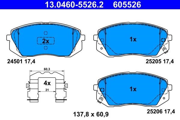 Brake pad set Ate 13.0460-5526.2