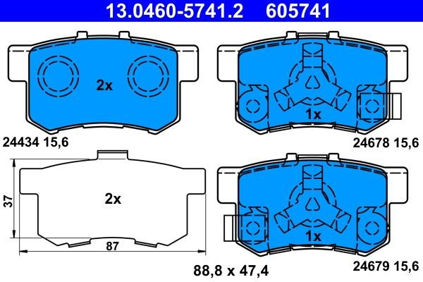 Brake pad set Ate 13.0460-5741.2