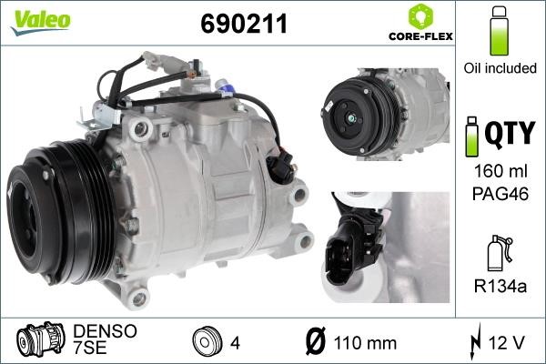 Valeo 690211 Compressor, air conditioning 690211 690211 Valeo Compressor, air conditioning