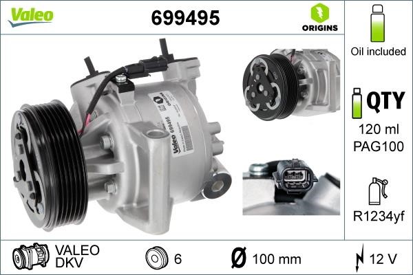 Car heating parts Renault Duster 1 (HS_): 699495 Valeo Compressor, air conditioning