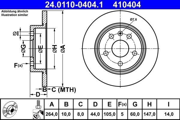 Ate Rear solid brake disc – price 253 PLN