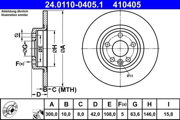 Ate Rear brake disc, non-ventilated – price 213 PLN