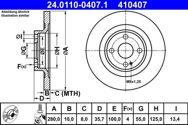 Ate Rear solid brake disc – price 238 PLN