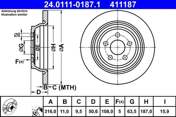 Ate Rear brake disc, non-ventilated – price 275 PLN