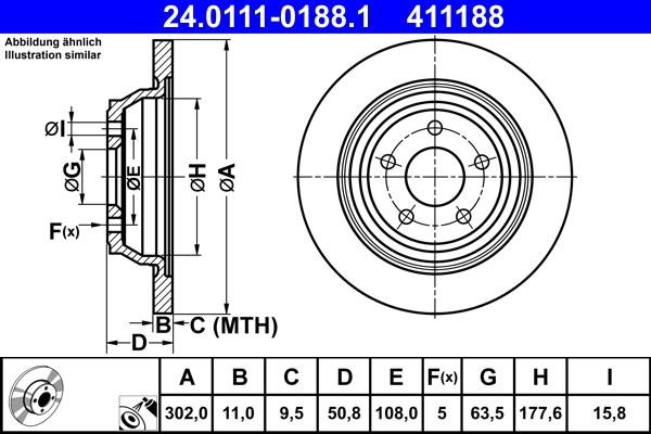 Ate Rear brake disc, non-ventilated – price 237 PLN