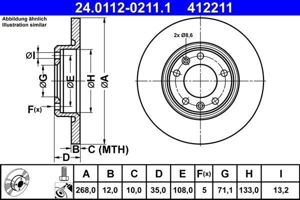 Ate Rear solid brake disc – price 194 PLN