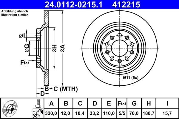 Ate Brake disc – price 357 PLN