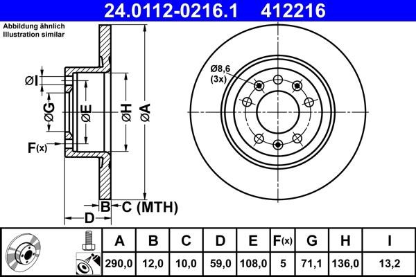 Ate Brake disc – price 345 PLN