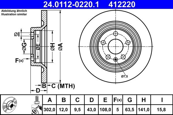 Ate Rear solid brake disc – price 283 PLN