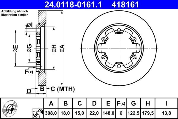Ate 24.0118-0161.1 Rear brake disc, non-ventilated 24011801611
