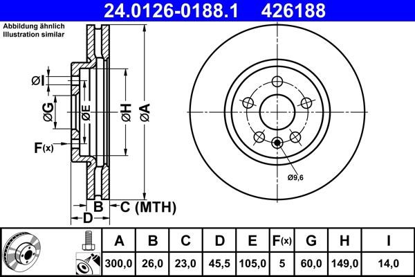 Ate 24.0126-0188.1 Brake disk 24012601881 24012601881 Ate Brake disk