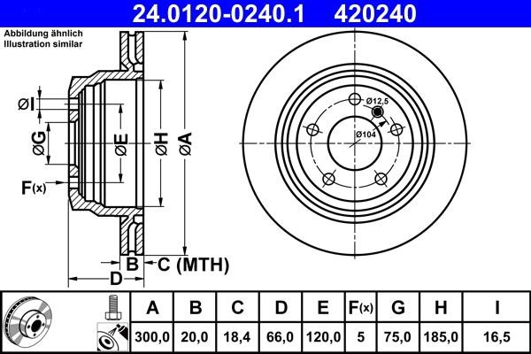 Ate 24.0120-0240.1 Rear ventilated brake disc 24012002401