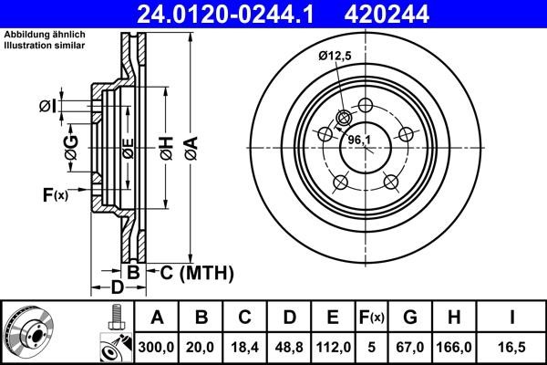 Ate 24.0120-0244.1 Rear ventilated brake disc 24012002441