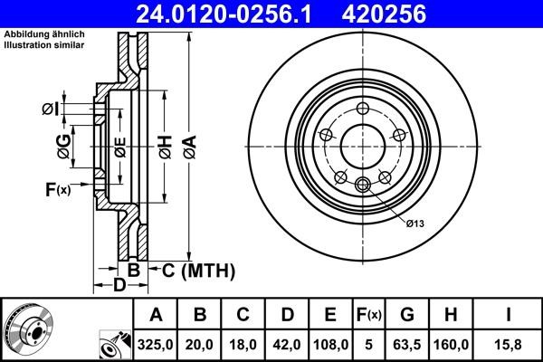 Ate 24.0120-0256.1 Rear ventilated brake disc 24012002561