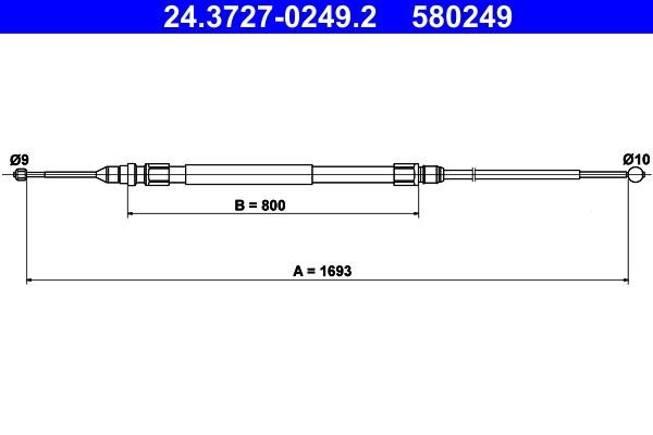 Ate 24.3727-0249.2 Cable Pull, parking brake 24372702492