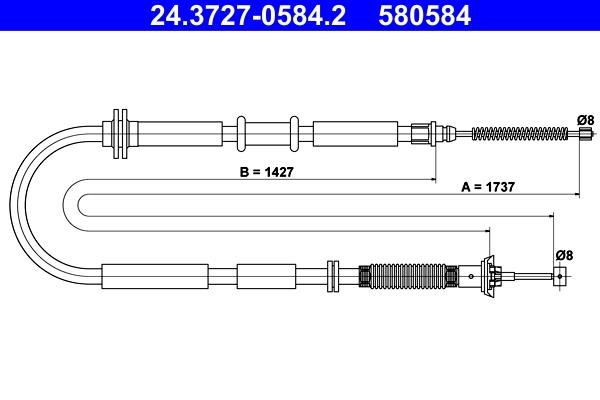 Ate 24.3727-0584.2 Cable Pull, parking brake 24372705842