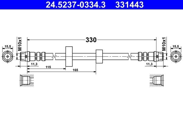 Ate 24.5237-0334.3 Brake Hose 24523703343