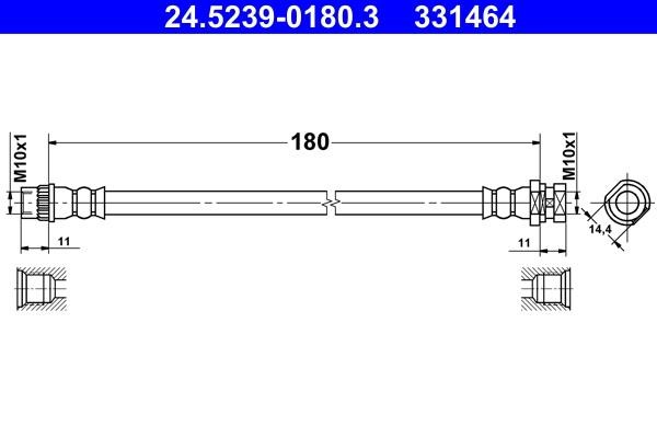 Ate 24.5239-0180.3 Brake Hose 24523901803