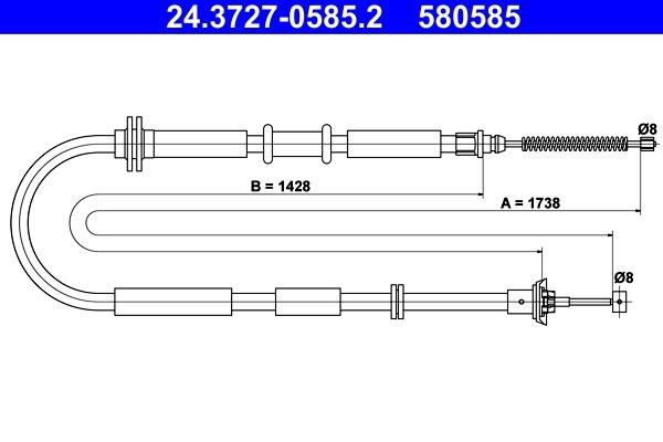 Ate 24.3727-0585.2 Cable Pull, parking brake 24372705852