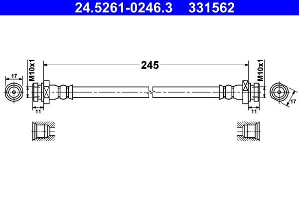 Ate 24.5261-0246.3 Brake Hose 24526102463