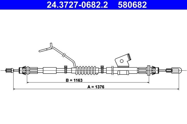 Ate 24.3727-0682.2 Cable Pull, parking brake 24372706822